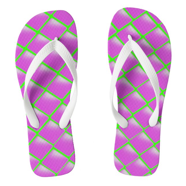 Chinelos Padrão Roxo e Verde Lima (Pé da cama)