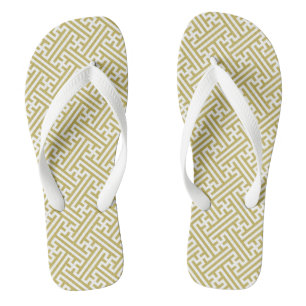 Chinelos Padrão Sayagata, Japonês, Dourado e Branco