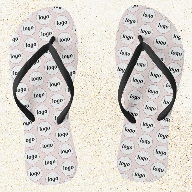 Chinelos Padrão Simples de Logotipo Promoção Empresarial (Simple logo pattern business promotional branding flip flops)