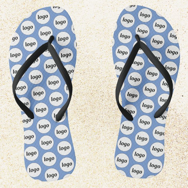 Chinelos Padrão Simples de Logotipo Promoção Empresarial (Simple logo pattern business promotional branding flip flops)