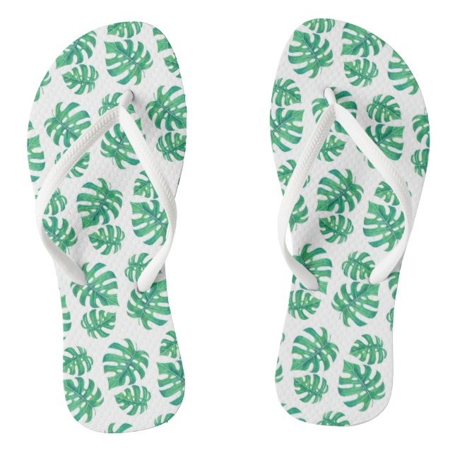 Chinelos Padrão tropical com folhas de monstera (Pé da cama)