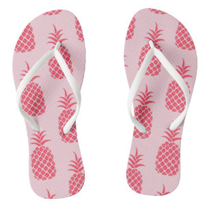Chinelos Padrão Tropical de Abacaxi Colorido Verão Rosa