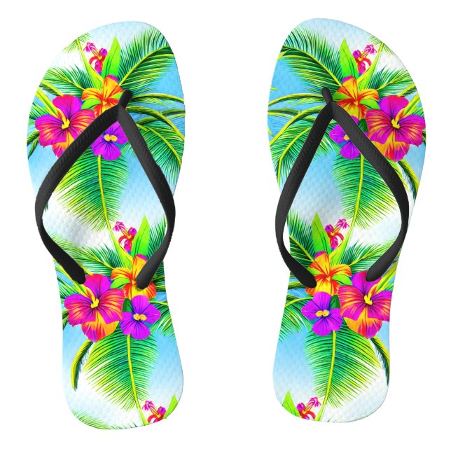 Chinelos Padrão tropical havaiano sem carne (Pé da cama)