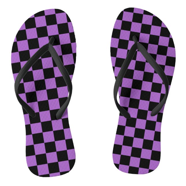 Chinelos Padrão verificado em lavanda e preto (Pé da cama)