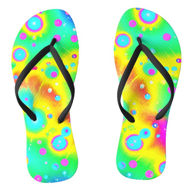 Chinelos Padrão Vibrante de Chama Neon (Pé da cama)