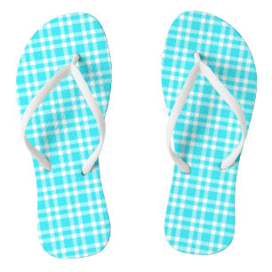 Chinelos Padrão Xadrez Azul Branco