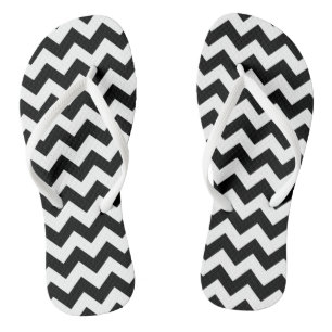 Chinelos Padrão Zigzag preto e branco, padrão Chevron