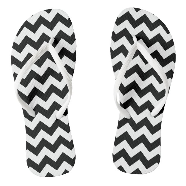 Chinelos Padrão Zigzag preto e branco, padrão Chevron (Pé da cama)