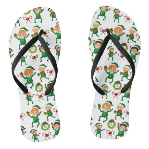 Chinelos Padrões de Elf Feliz de Natal