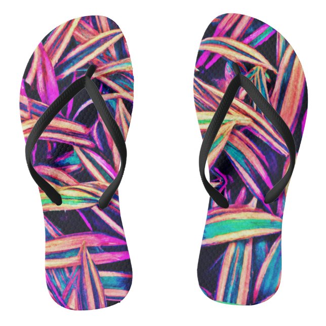 Chinelos Padrões de Folhas Neon Revelados (Pé da cama)