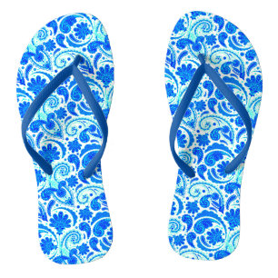 Chinelos Padrões de paisley aqua azul fofo