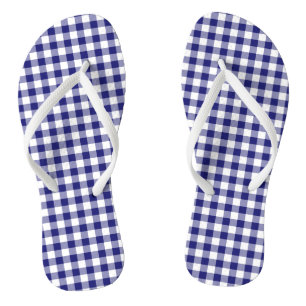 Chinelos Padrões Gingham De Verificação Azul E Branco
