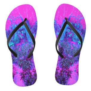 Chinelos Paisagem Impressionista Azul e Rosa Quente Trippy