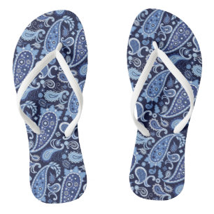 Chinelos Paisley Azul-Marinho Elegante