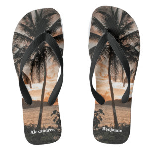 Chinelos Palmeiras Tropicais de Praia Sunset Personalizam