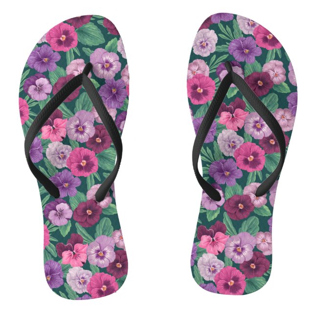 Chinelos Pancas coloridas em azul esverdeado escuro (Pé da cama)