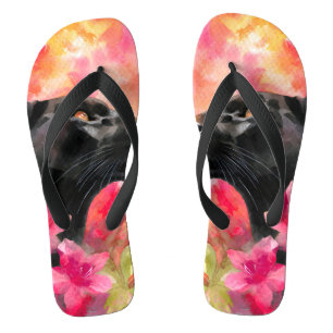 Chinelos Pantera Negra Selvagem Floral Selvagem Elegante
