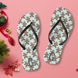 Chinelos Pão de Natal Homens Monograma Engraçado Festivo