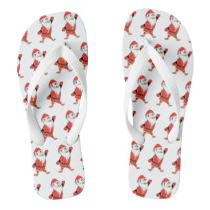 Chinelos Papai Noel Pinguim Pronta para o Natal