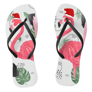 Chinelos Papais noeis Flamingo, Natal em julho, Santa Hat