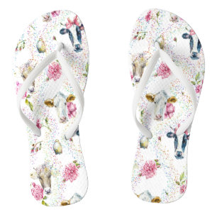 Chinelos para ela com Design de vaca