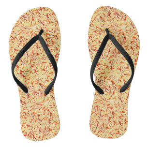 Chinelos Parece um repolho, amarelo e coral
