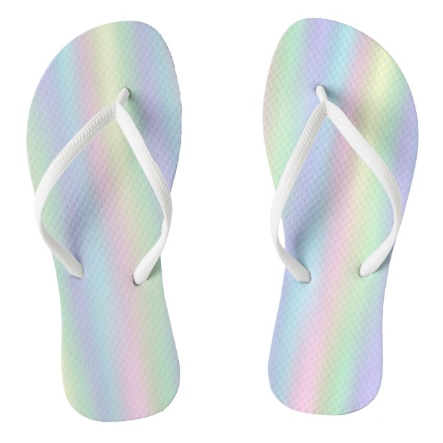 Chinelos Pastel Holográfico Suave do Arco-íris (Pé da cama)