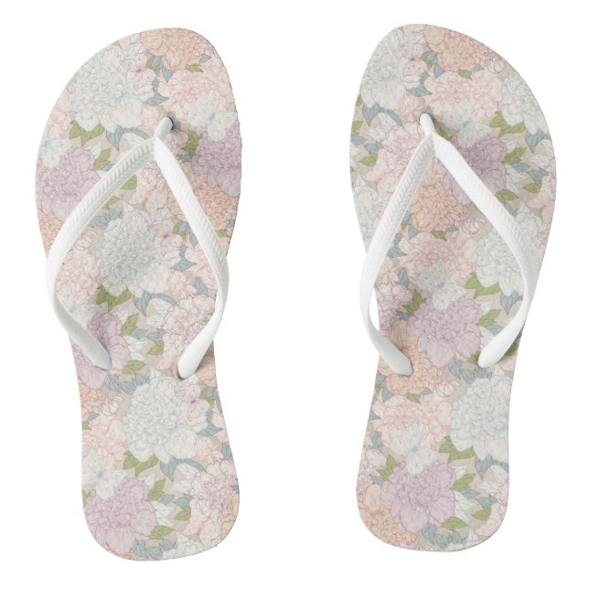 Chinelos Pastel Peony & Butterfly Fllower Pattern (Pé da cama)