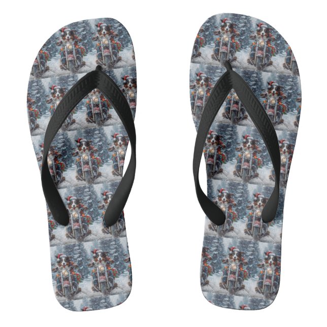 Chinelos Pastor Australiano Pilotando Motocicleta Natal (Pé da cama)