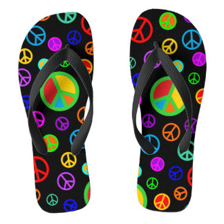 Chinelos PEACE - Padrão plano multicolorido + seu backgr.