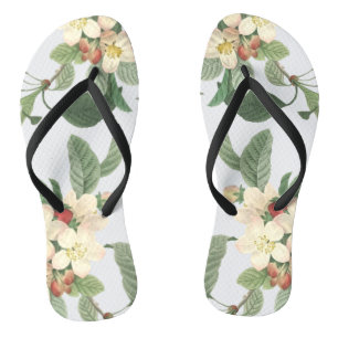 Chinelos Pearl Branco de Verão Floral Botânico
