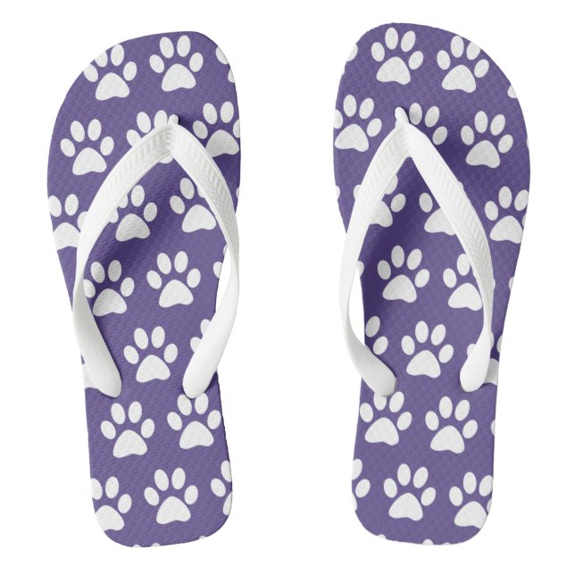 Chinelos Pegadas de Pata de Cachorro no Roxo (Pé da cama)