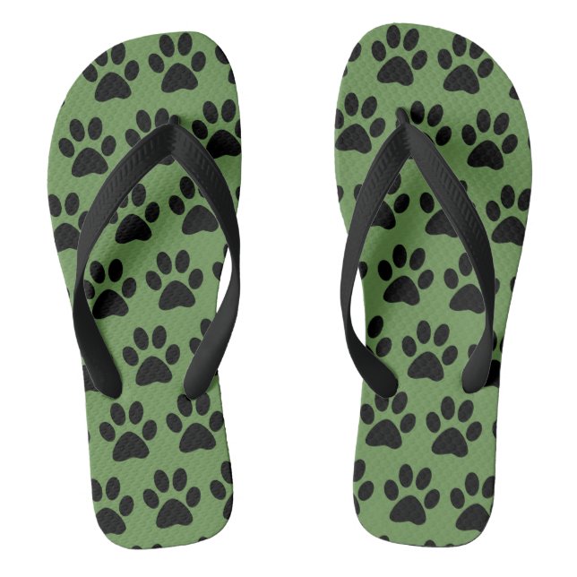 Chinelos Pegadas de Pata de Cachorro Preto no Branco (Pé da cama)