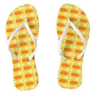 Chinelos Peixe Modernista de meados do século, amarelo e la