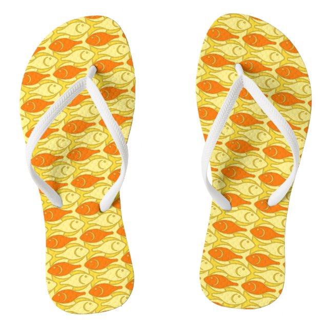 Chinelos Peixe Modernista de meados do século, amarelo e la (Pé da cama)