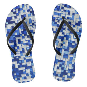 Chinelos Pequenos quadrados sobrepostos, tons de azul com b