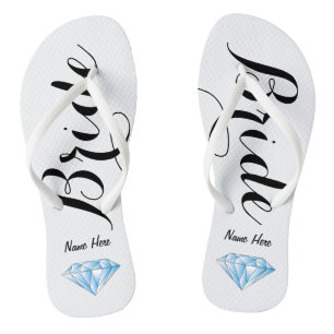 Chinelos personalizados da noiva com diamante
