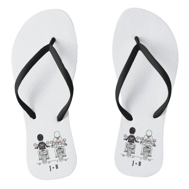 Chinelos personalizados de casamentos de motocicle (Pé da cama)