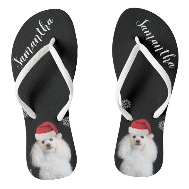 Chinelos personalizados do cão de caniche do Natal (Pé da cama)