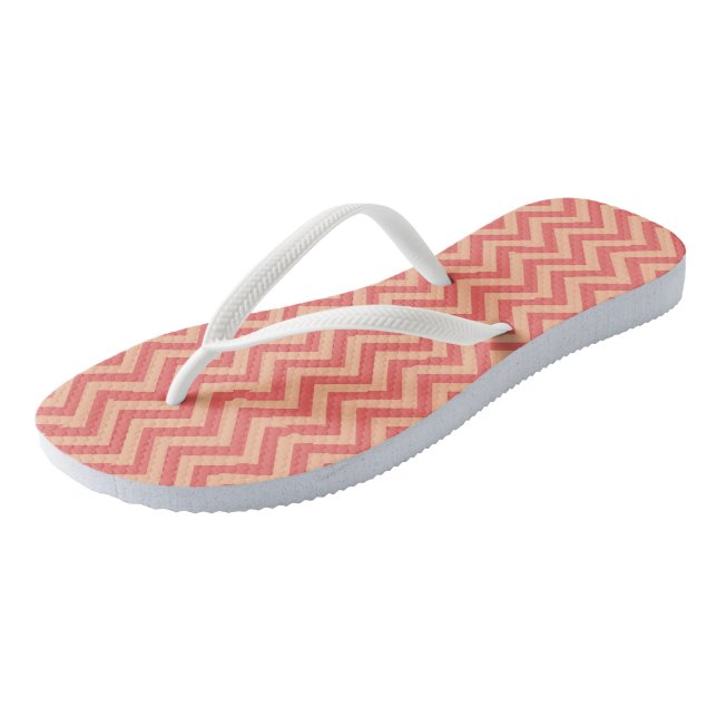 Chinelos Pêssego e Cranberry Chevron (Inclinado)
