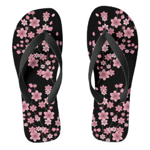 Chinelos Pétalas de Cerejeira Árvores Rosa Preto