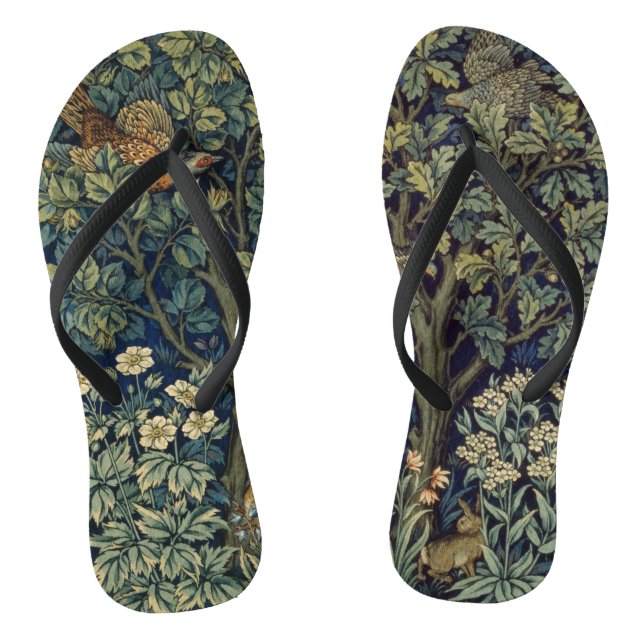 Chinelos Pheasant Pássaro Árvore Floresta William Morris (Pé da cama)