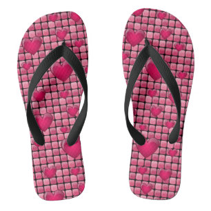 Chinelos Pilha Rosa Com Corações