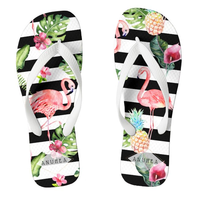 Chinelos PINK FLAMINGOS PixDezines, TEMA TROPICAL (Pé da cama)