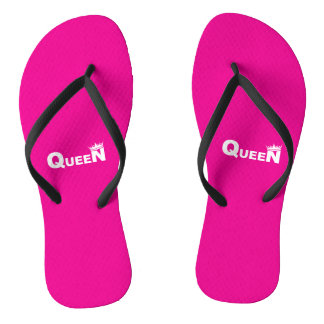 Chinelos Pink flip-flops with 'Queen' – beach style