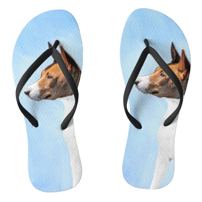 Chinelos Pintura Basenji - Arte Original Custa (Pé da cama)