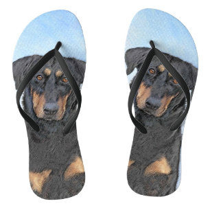 Chinelos Pintura de Beauceron - Arte de Cão Original Bonit