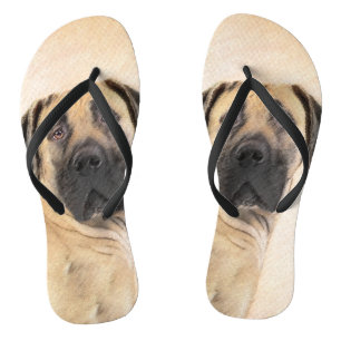 Chinelos Pintura de Boerboel - Arte Original de Cachorro Fo