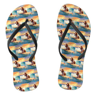 Chinelos Pintura de Surf na Praia do Basset Hound