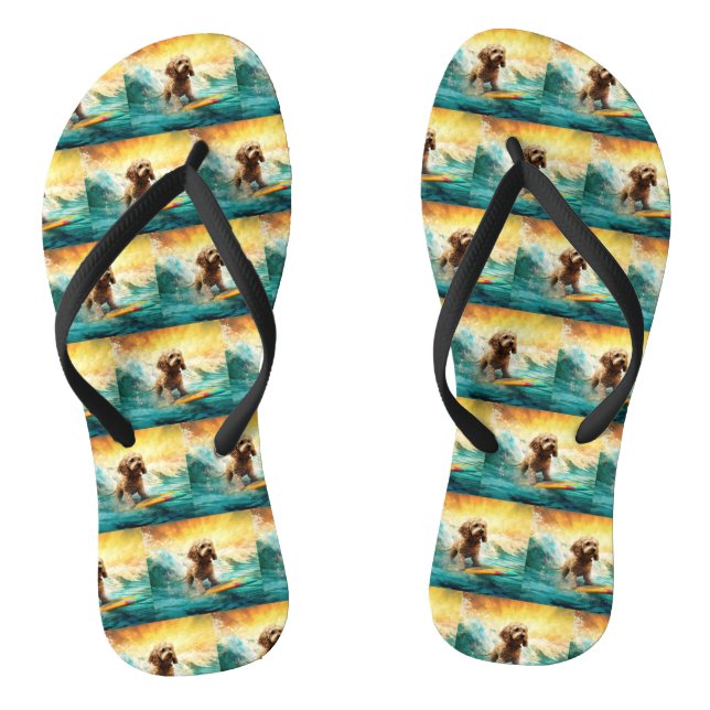 Chinelos Pintura de Surf na Praia do Cockapoo  (Pé da cama)